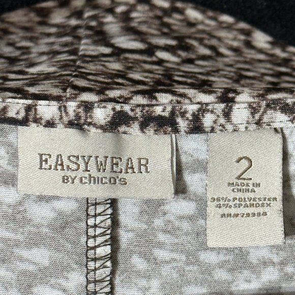 Easy wear by Chico’s size 2 (L/12) brown print 3/4 sleeve  top - Picture 4 of 7